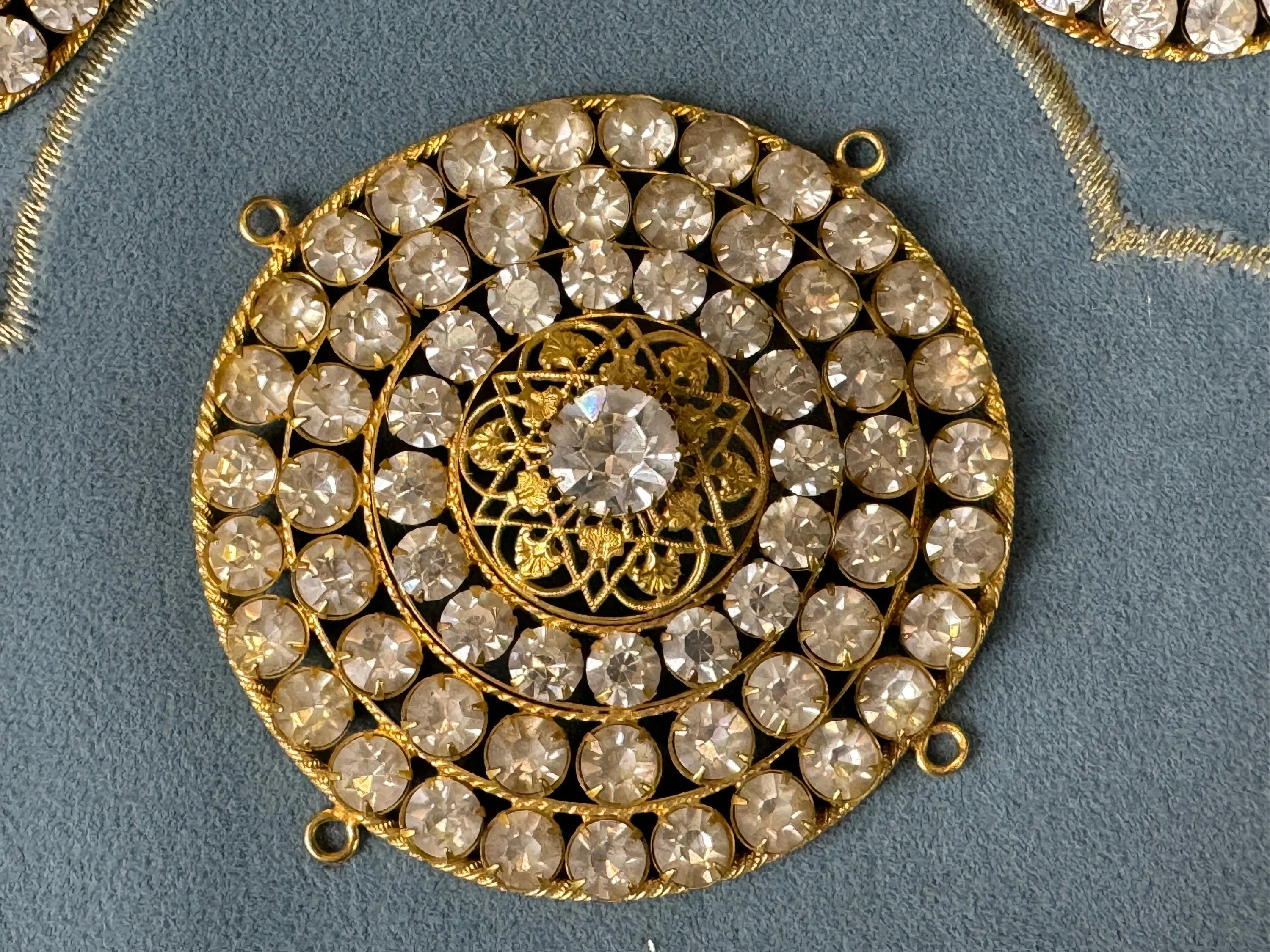 Six Antique brooches and 1 accessory made of rhinstones, Germany, ca. 1890-1910