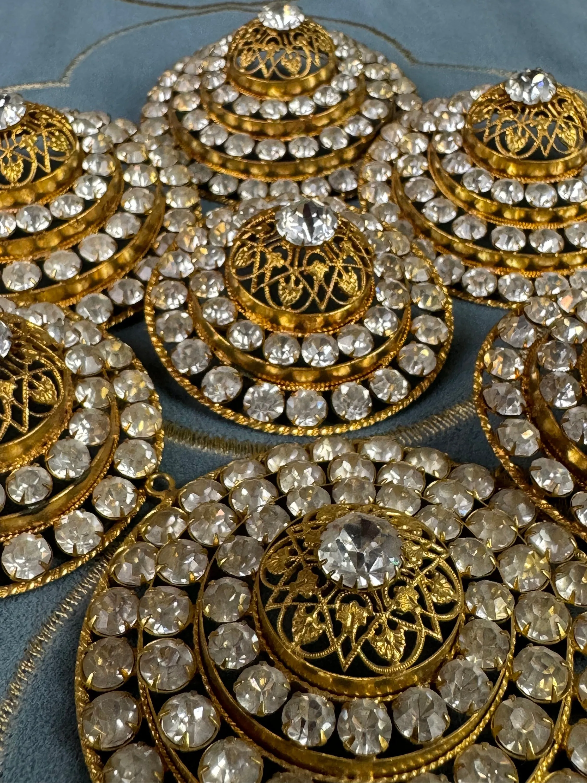 Six Antique brooches and 1 accessory made of rhinstones, Germany, ca. 1890-1910