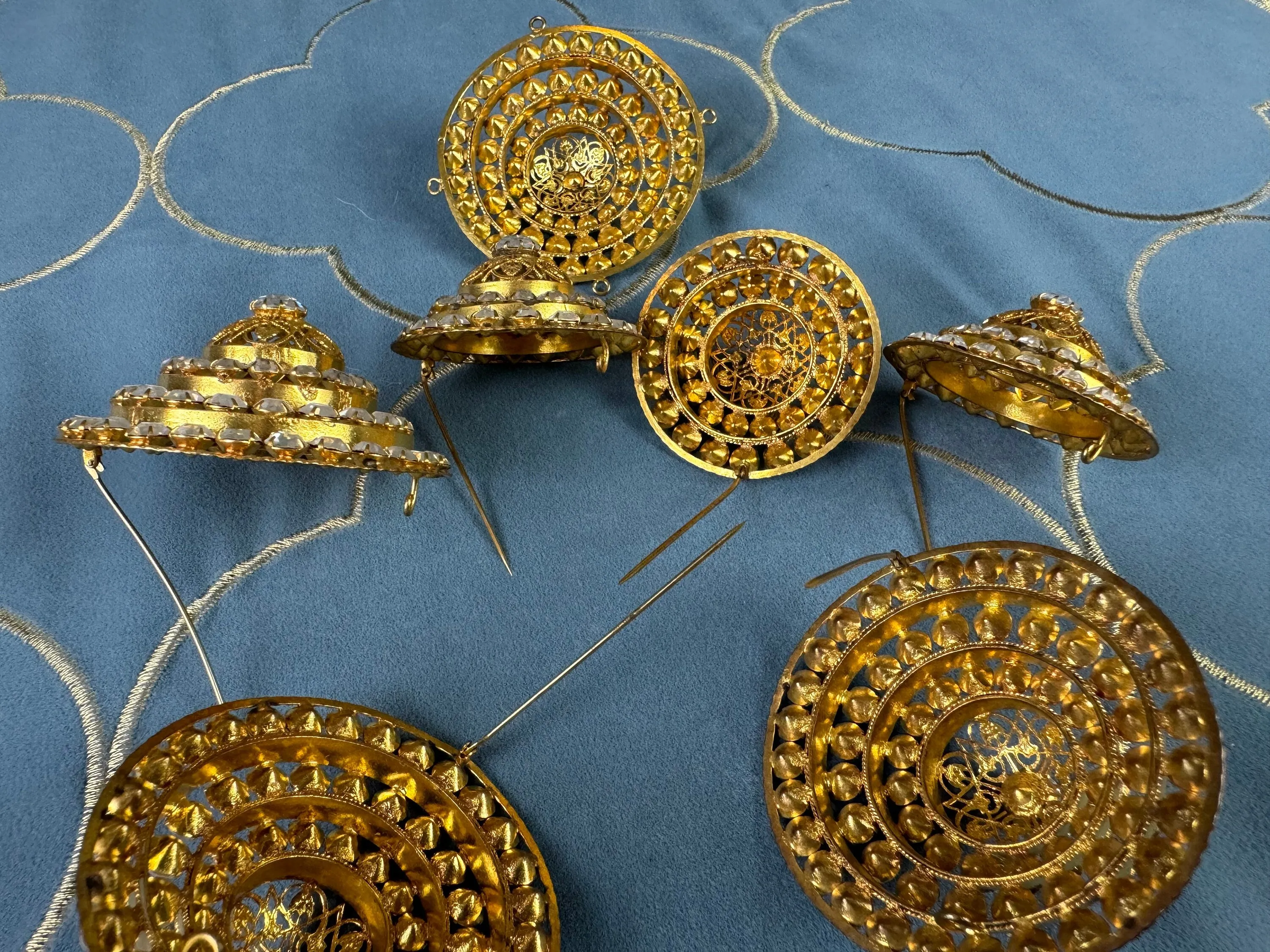 Six Antique brooches and 1 accessory made of rhinstones, Germany, ca. 1890-1910