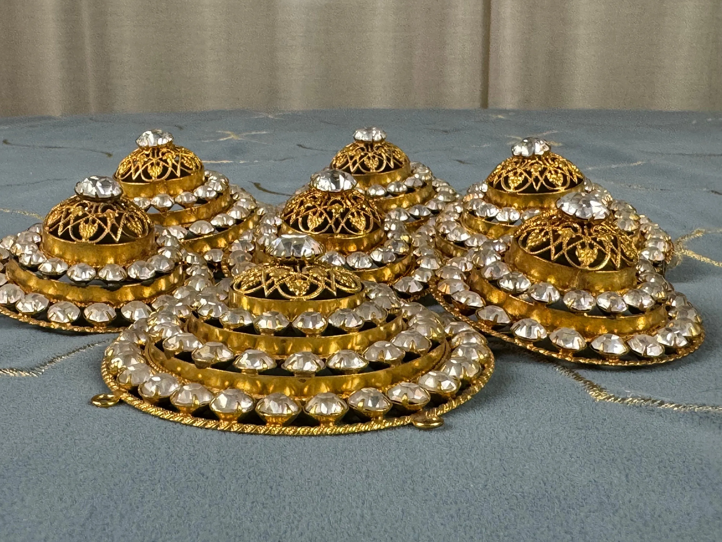 Six Antique brooches and 1 accessory made of rhinstones, Germany, ca. 1890-1910