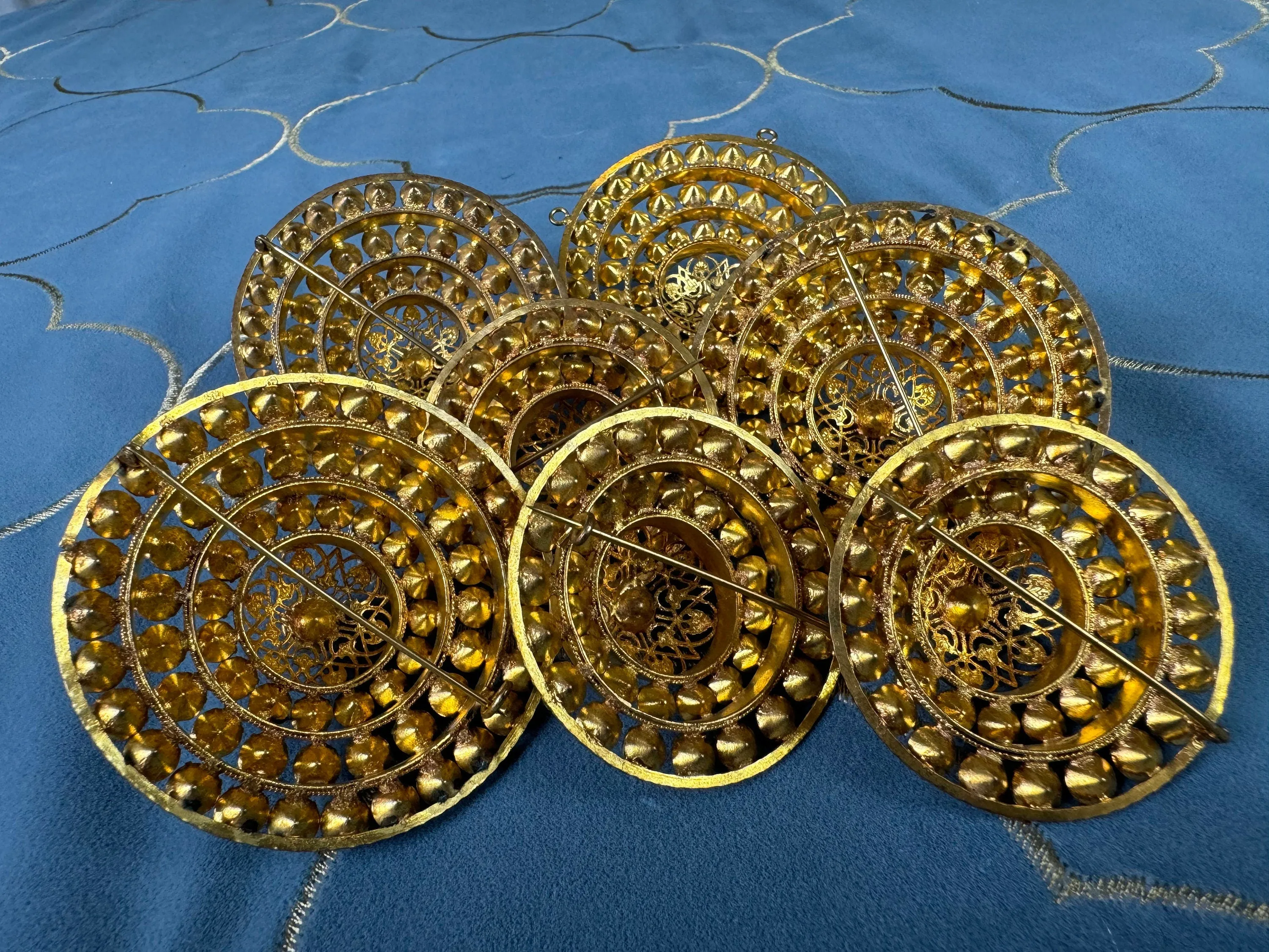 Six Antique brooches and 1 accessory made of rhinstones, Germany, ca. 1890-1910