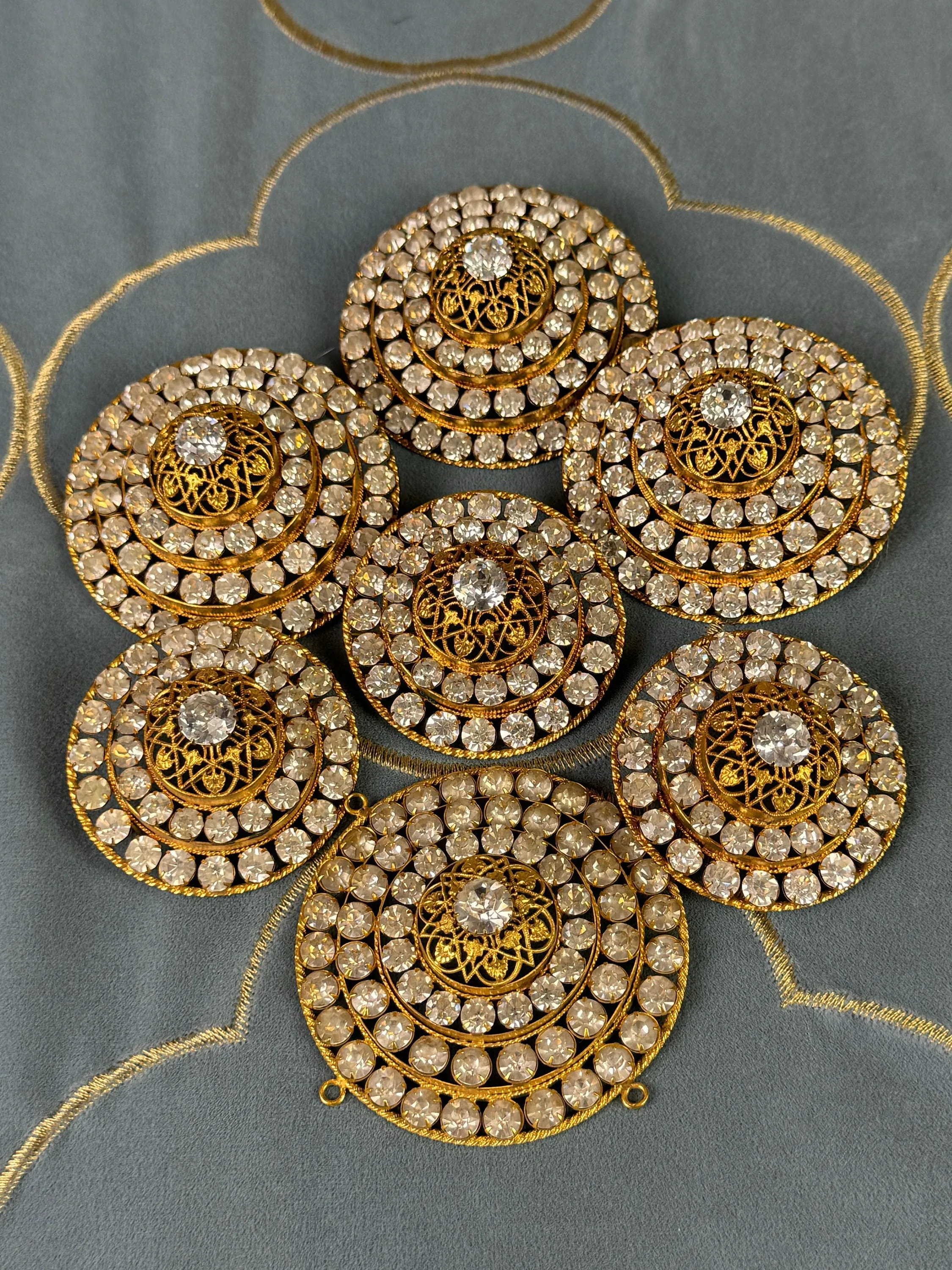 Six Antique brooches and 1 accessory made of rhinstones, Germany, ca. 1890-1910