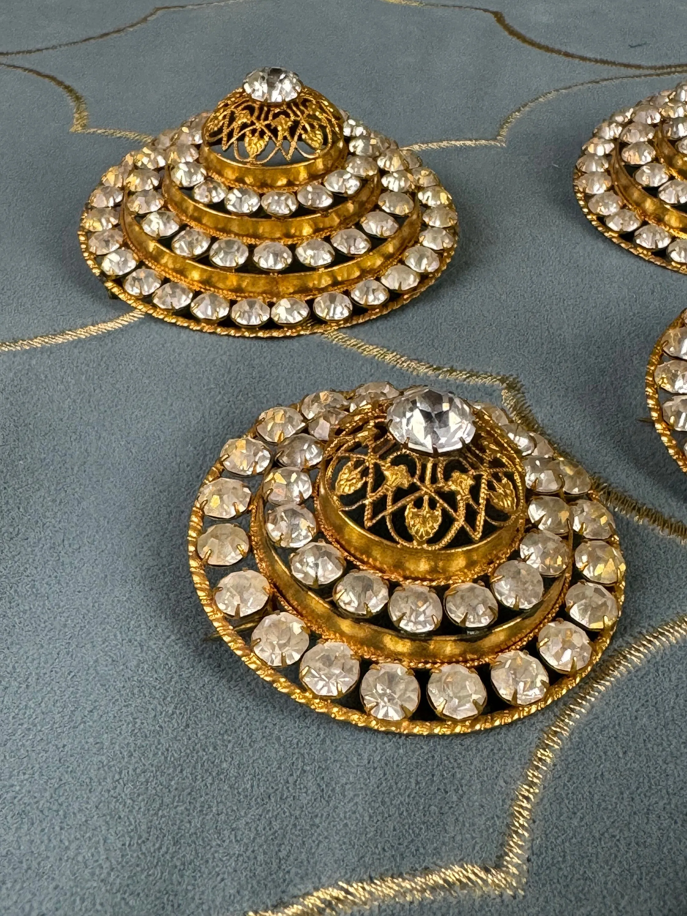 Six Antique brooches and 1 accessory made of rhinstones, Germany, ca. 1890-1910