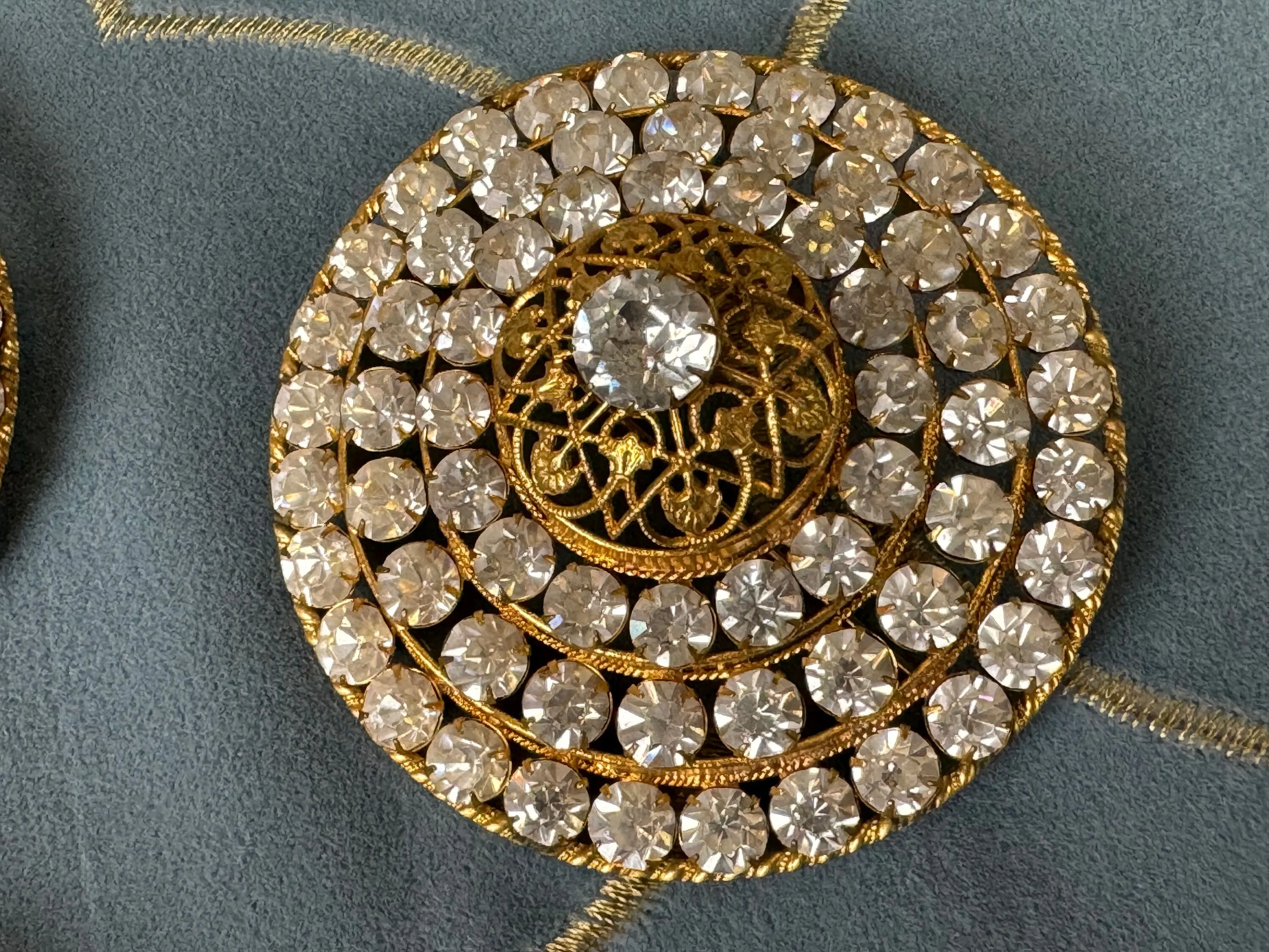 Six Antique brooches and 1 accessory made of rhinstones, Germany, ca. 1890-1910
