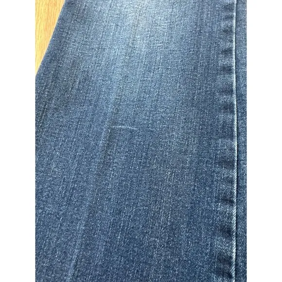 Spanx Jeans Womens Large Bootcut Leg Pull On Blue Denim Clean Indigo Trouser