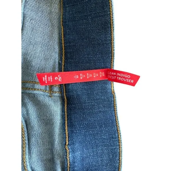 Spanx Jeans Womens Large Bootcut Leg Pull On Blue Denim Clean Indigo Trouser