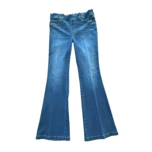 Spanx Jeans Womens Large Bootcut Leg Pull On Blue Denim Clean Indigo Trouser
