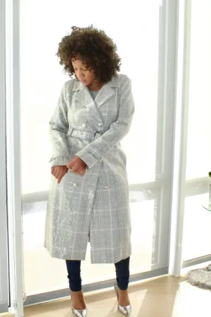 Sparkle On Double Breasted Trench-coat