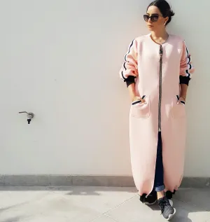 Sportluxe 17 "NYC" Baby Pink Sweatshirt Zipper Abaya