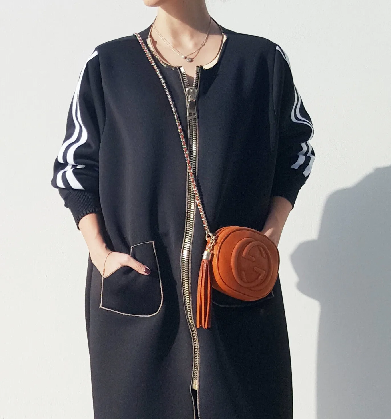 SPORTSLUXE  "NYC" Zipped Sweatshirt Abaya