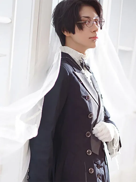 Steampunk Ouji Lolita Coats Gray Coat Overcoat Polyester Winter Lolita Outwears