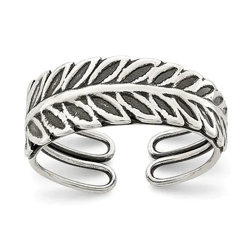 Sterling Silver Antiqued Leaf Toe Ring