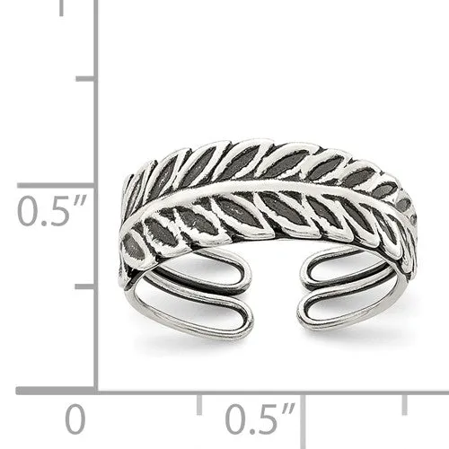 Sterling Silver Antiqued Leaf Toe Ring