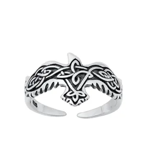 Sterling Silver Aztec Bird Toe Ring Oxidized Celtic Eagle Warrior Band 925 New