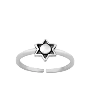 Sterling Silver Beautiful Oxidized Sun Ring Toe Midi Adjustable Star Band 925