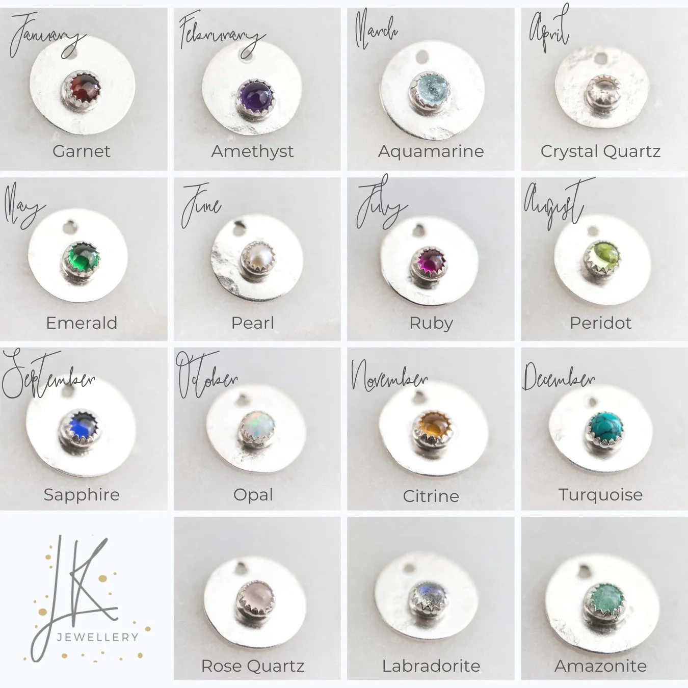 Sterling Silver Boho Birthstone Dome Pendant