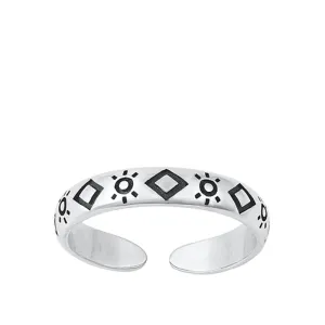 Sterling Silver Classic Sun Toe Ring Adjustable Geometric Midi Band 925 New