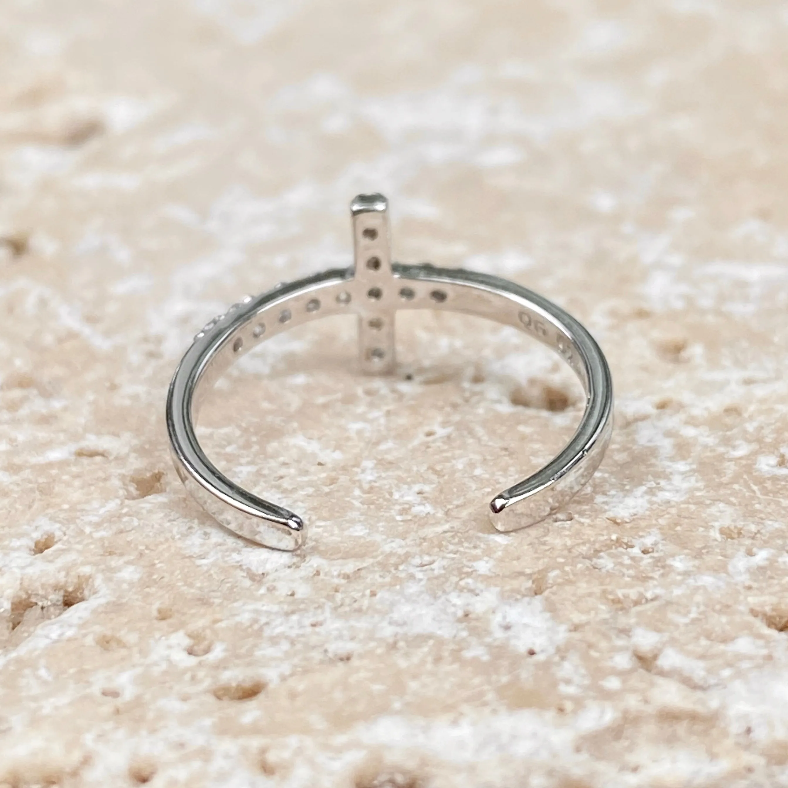 Sterling Silver CZ Horizontal Cross Toe Ring