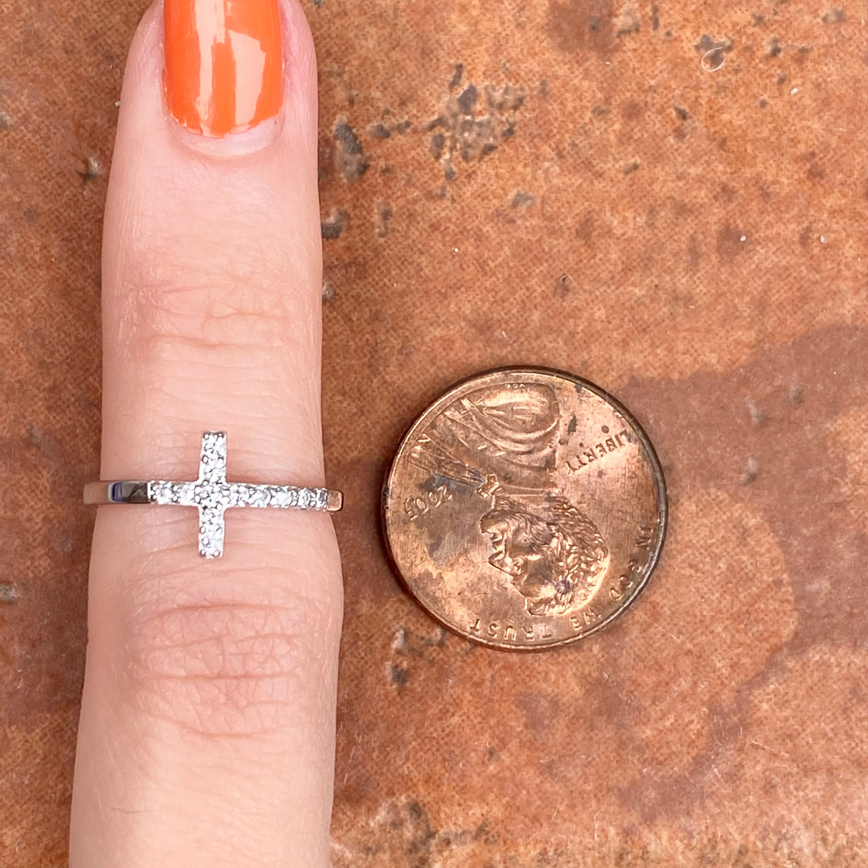 Sterling Silver CZ Horizontal Cross Toe Ring
