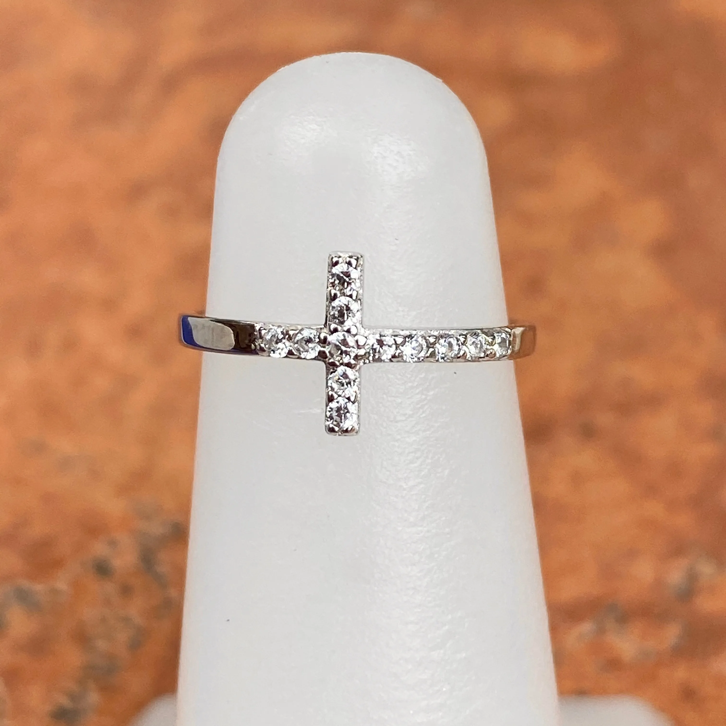 Sterling Silver CZ Horizontal Cross Toe Ring