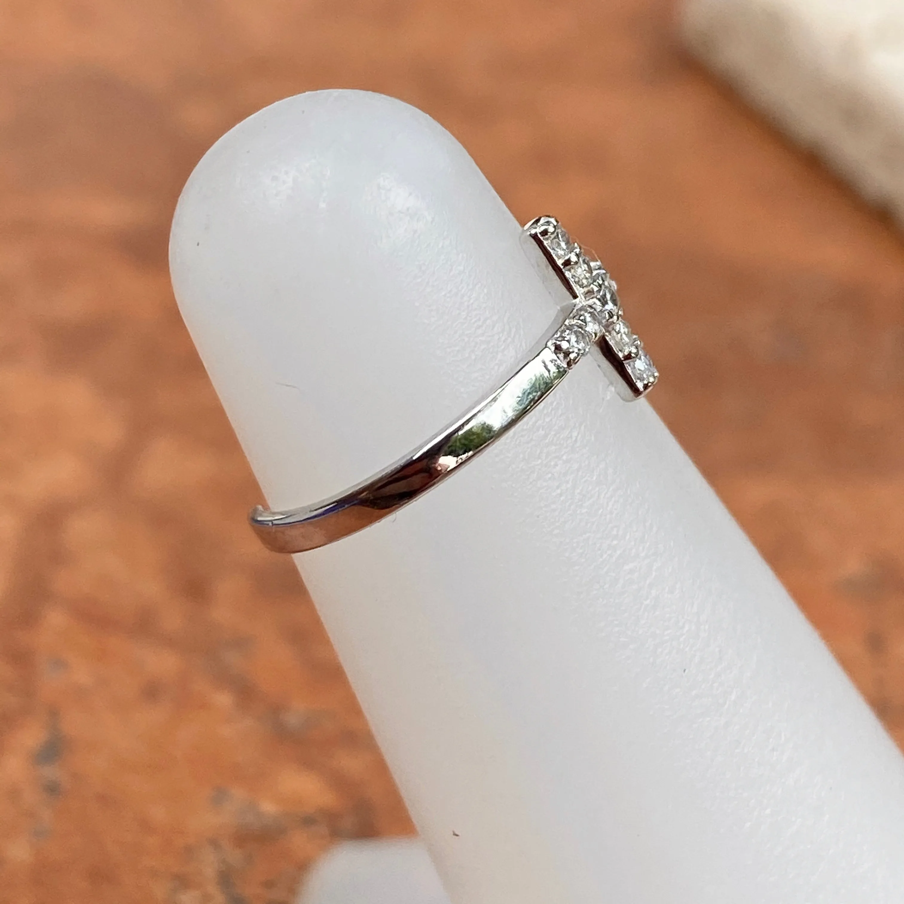 Sterling Silver CZ Horizontal Cross Toe Ring