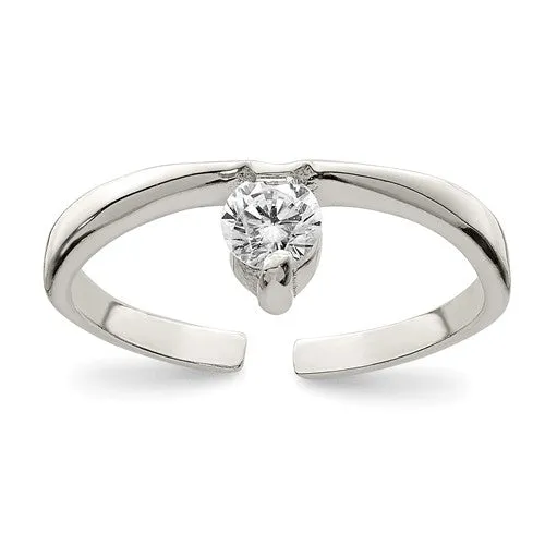 Sterling Silver CZ Stone Toe Ring