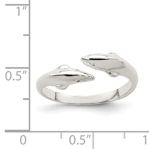 Sterling Silver Double Dolphin Toe Ring