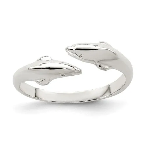 Sterling Silver Double Dolphin Toe Ring