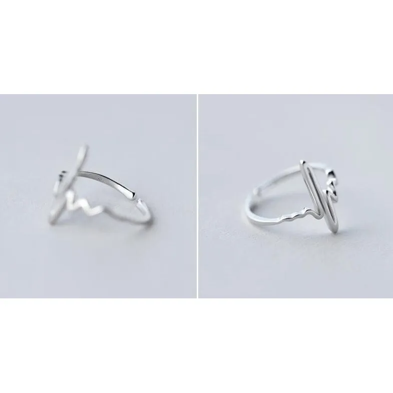Sterling Silver EKG Love Life Toe Ring - 925