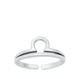 Sterling Silver Fashion Libra Sign Zodiac Toe Ring Adjustbale Midi Band 925 New