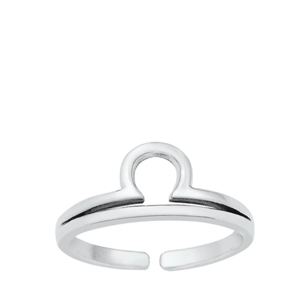 Sterling Silver Fashion Libra Sign Zodiac Toe Ring Adjustbale Midi Band 925 New