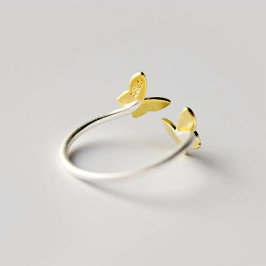 Sterling Silver Golden Spring Butterflies Toe Ring - 925