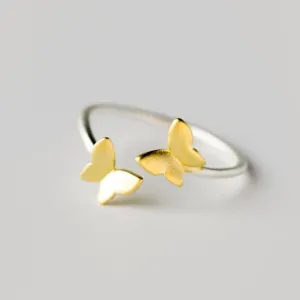 Sterling Silver Golden Spring Butterflies Toe Ring - 925