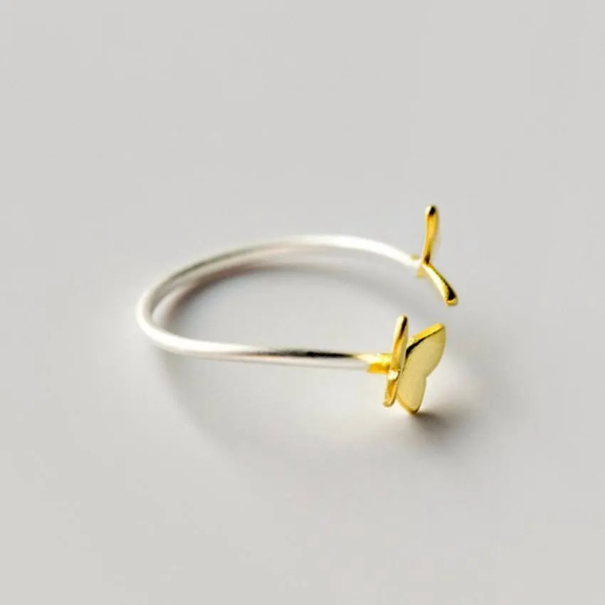 Sterling Silver Golden Spring Butterflies Toe Ring - 925