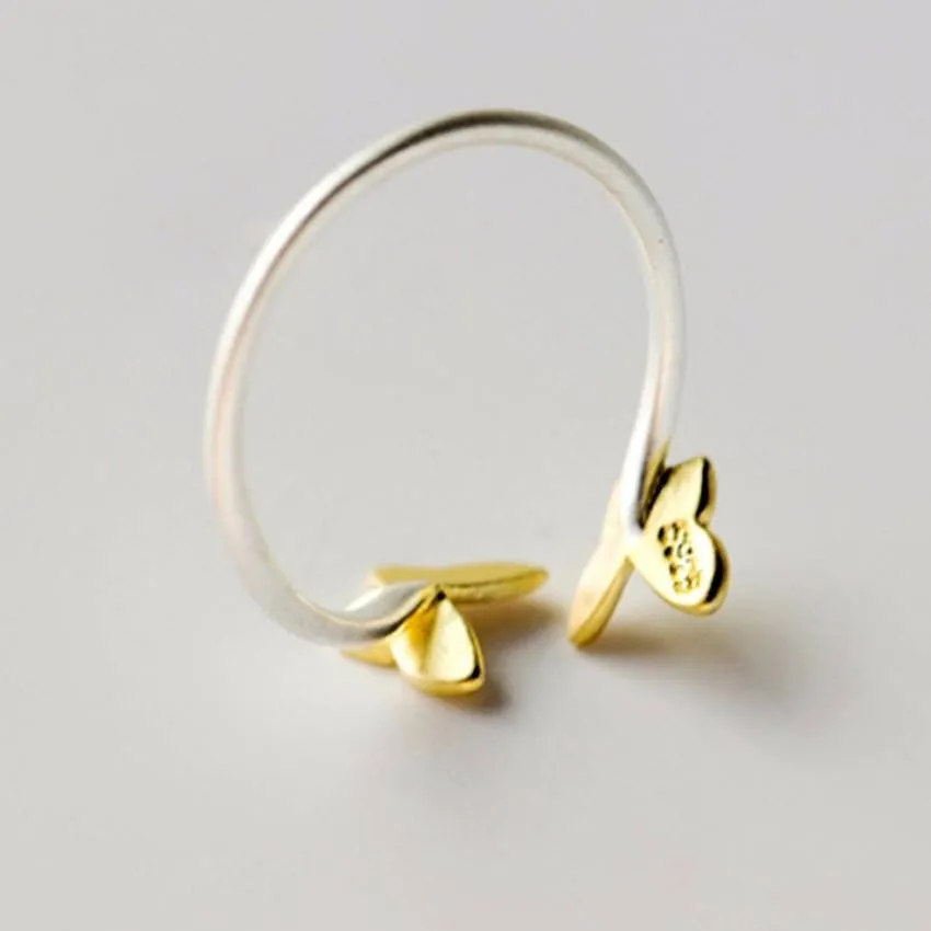 Sterling Silver Golden Spring Butterflies Toe Ring - 925