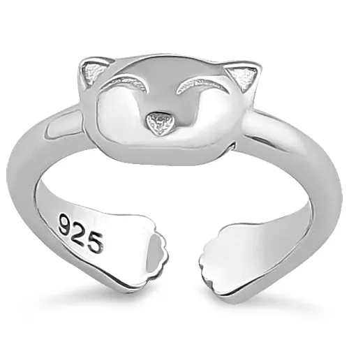 Sterling Silver Kitty Cat Toe Ring