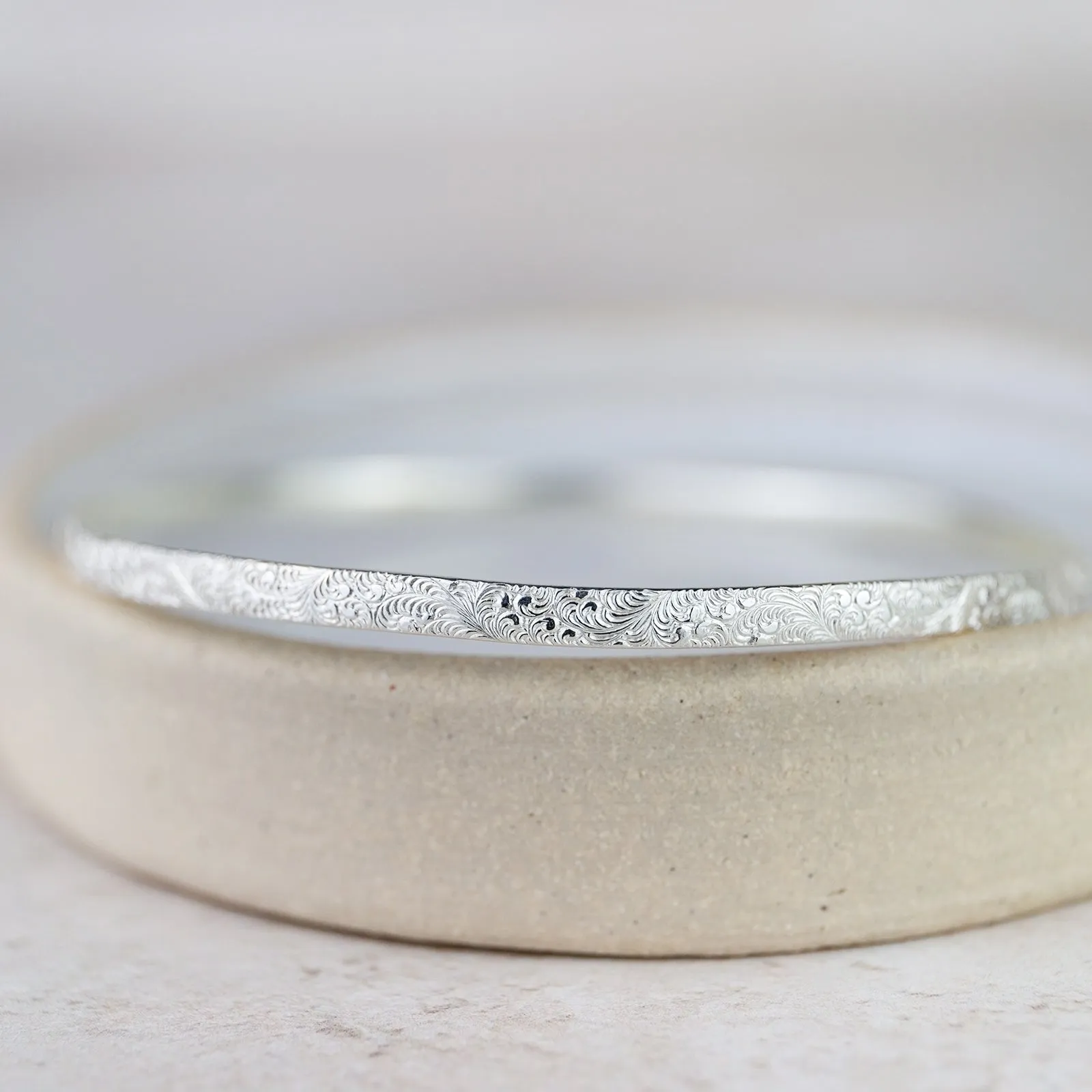 Sterling Silver Lace Texture Bangle