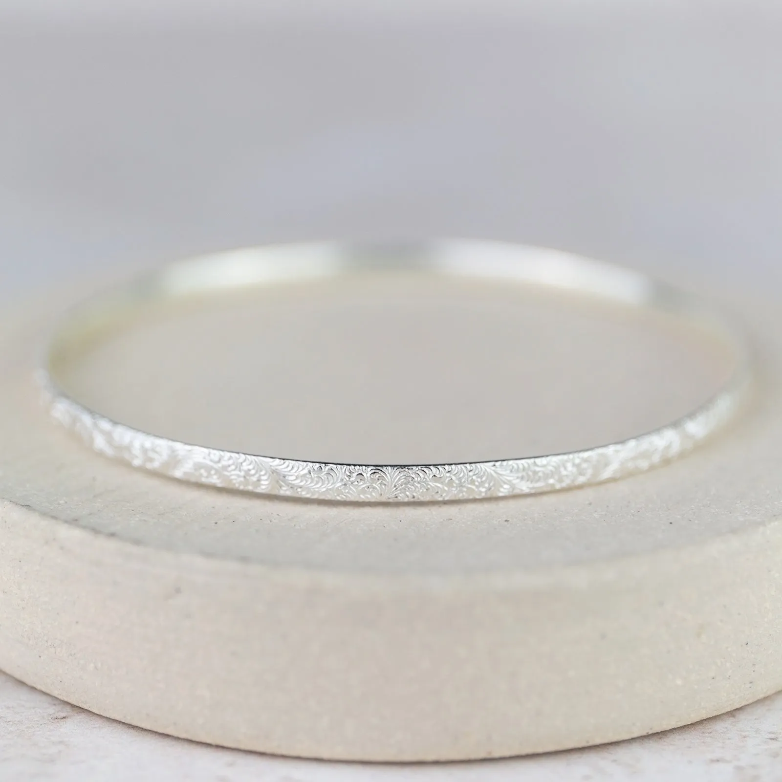 Sterling Silver Lace Texture Bangle