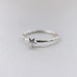 Sterling Silver Mini Charm Ring - Star