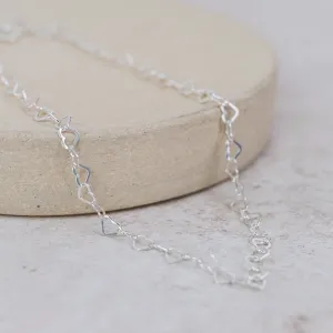 Sterling Silver Mini Heart Chain Anklet