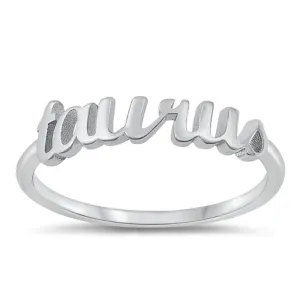 Sterling Silver Taurus Zodiac Ring