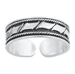 Sterling Silver Unique Bali Toe Ring Cute Oxidized Adjustable Midi Band 925 New