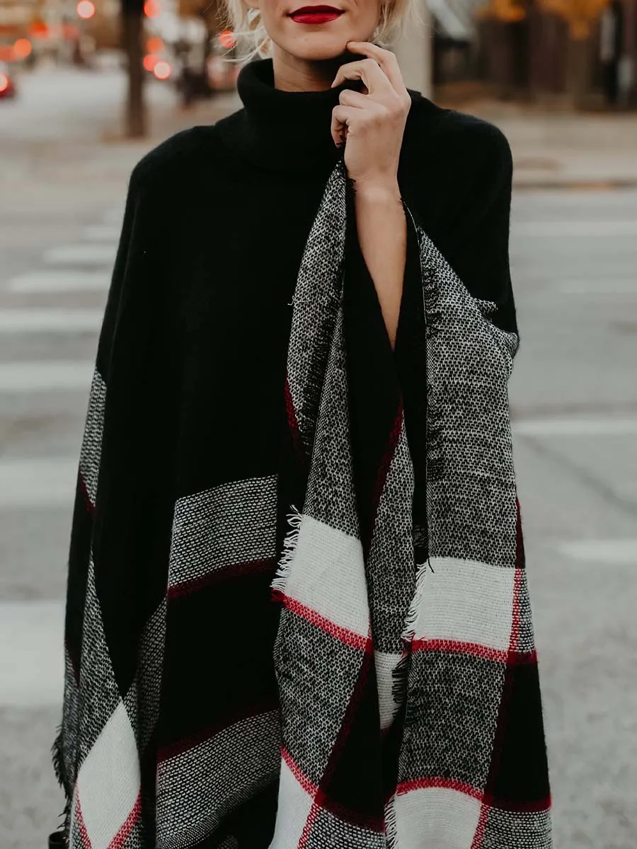Stunncal Cape Knit Turtleneck Sweater
