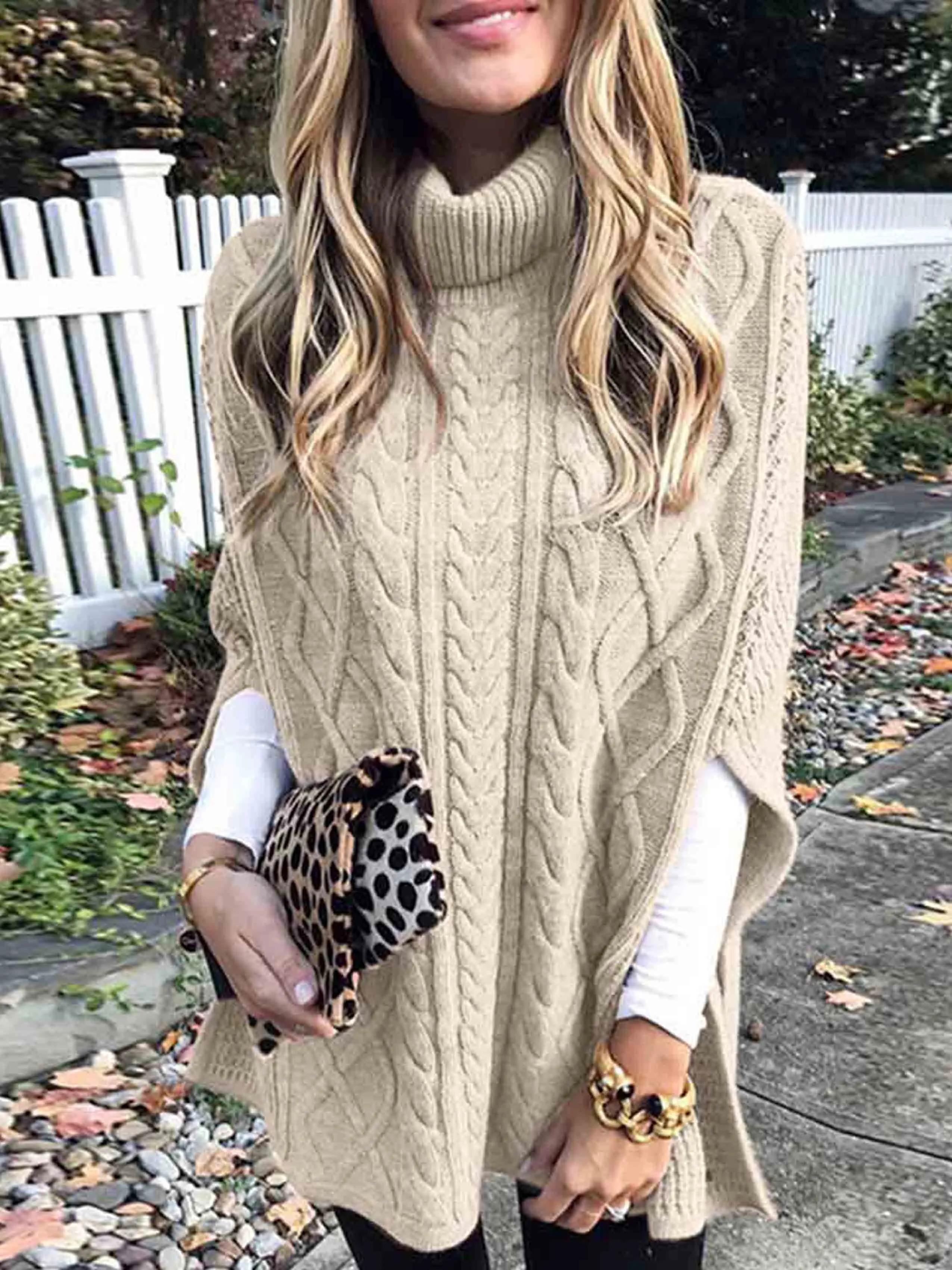 Stunncal High Neck Loose Knit Sweater