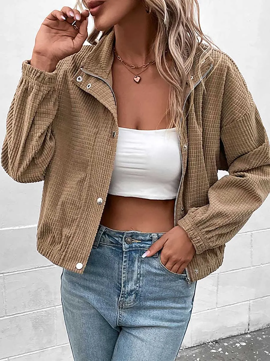 Stunncal Stand-up Jacket Corduroy Short Coat