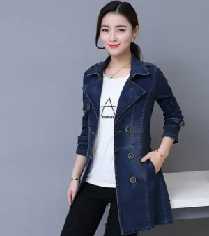 Stylish Double Breasted Slim Fit Denim Jacket