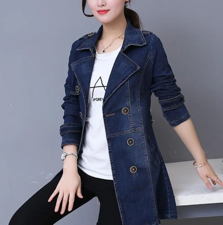 Stylish Double Breasted Slim Fit Denim Jacket