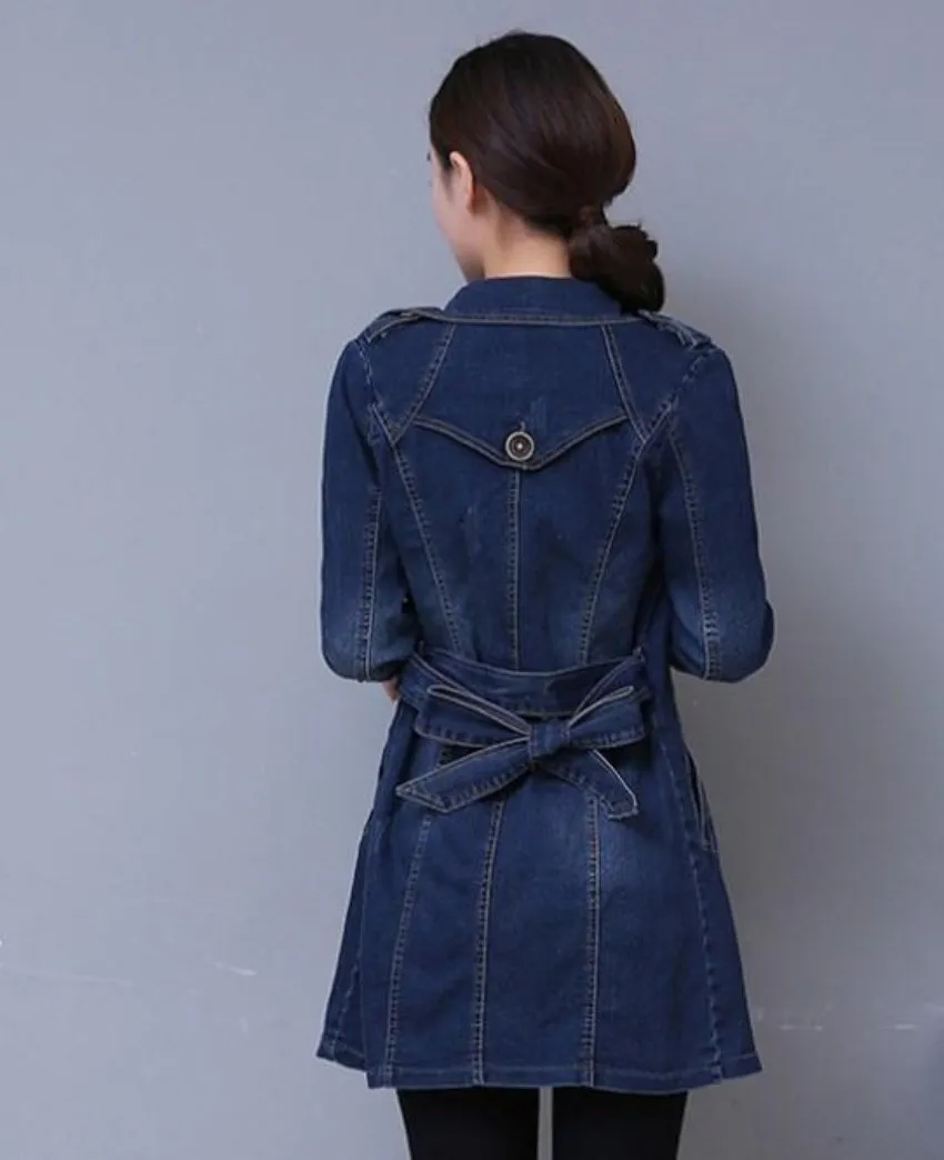 Stylish Double Breasted Slim Fit Denim Jacket