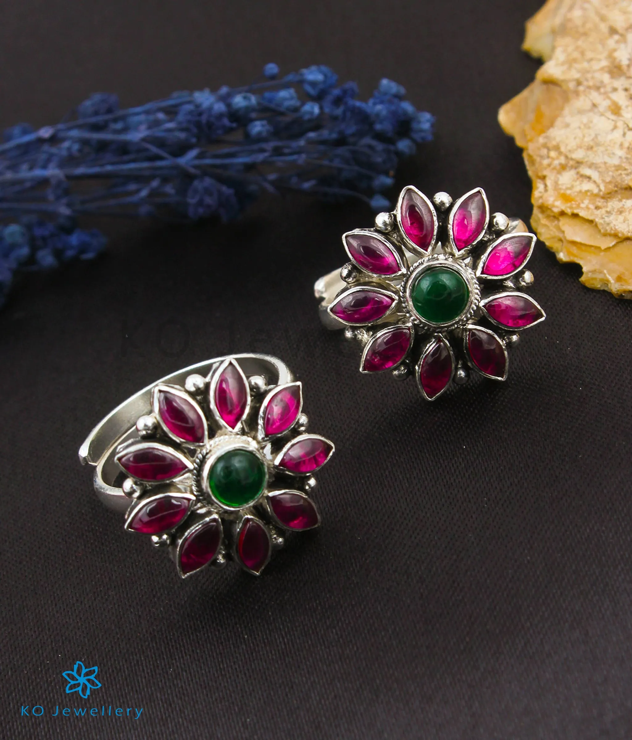 The Lohita Silver Kempu Toe-Rings (Oxidised)