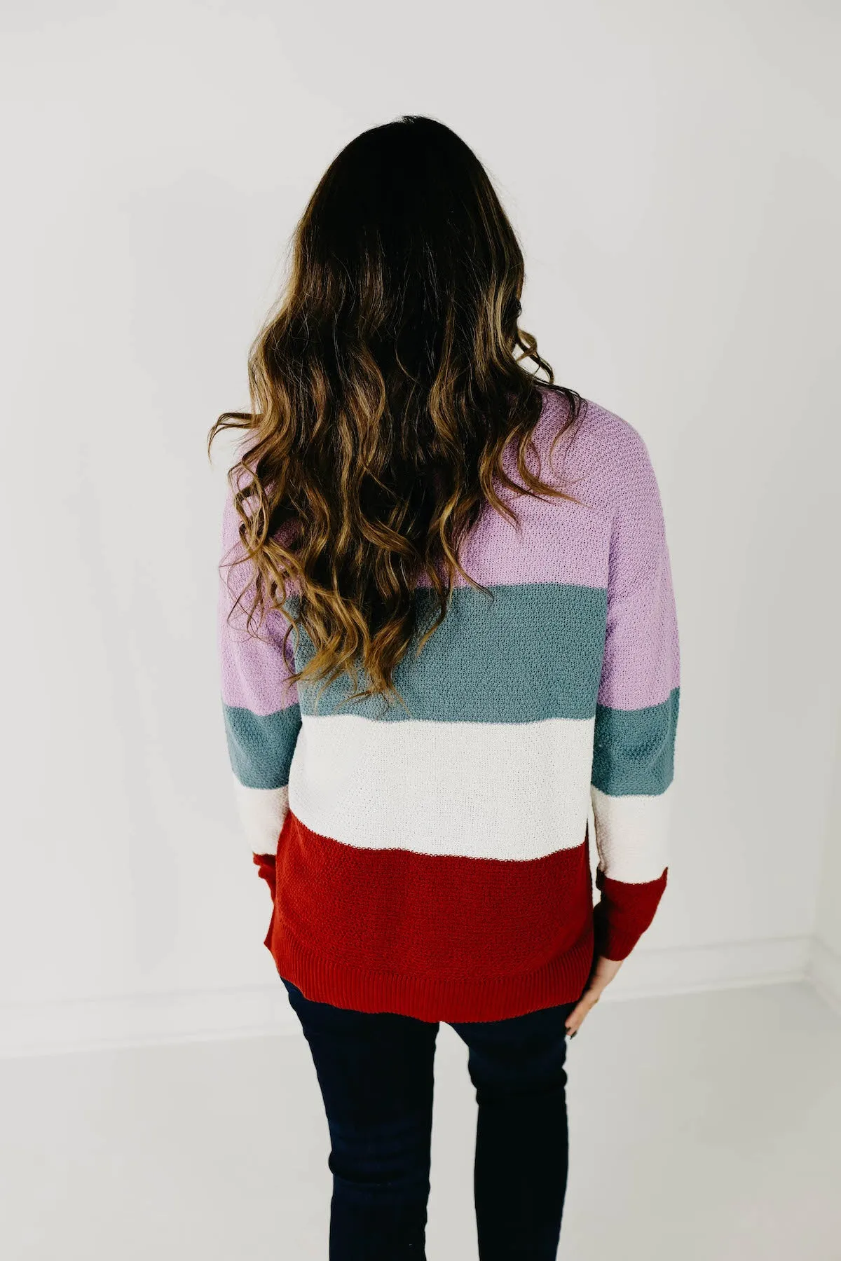 The Maisie Color Block Sweater - Blue/Copper